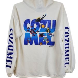 Vintage 90s El Mexicano Cozumel Mexico Zip Up Hooded Beach Jacket Size XL